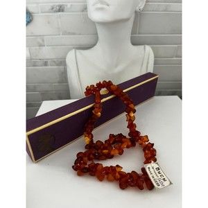 Vintage Baltic Amber Necklace Butterscotch Beads "FISHES" Kaliningrad Factory